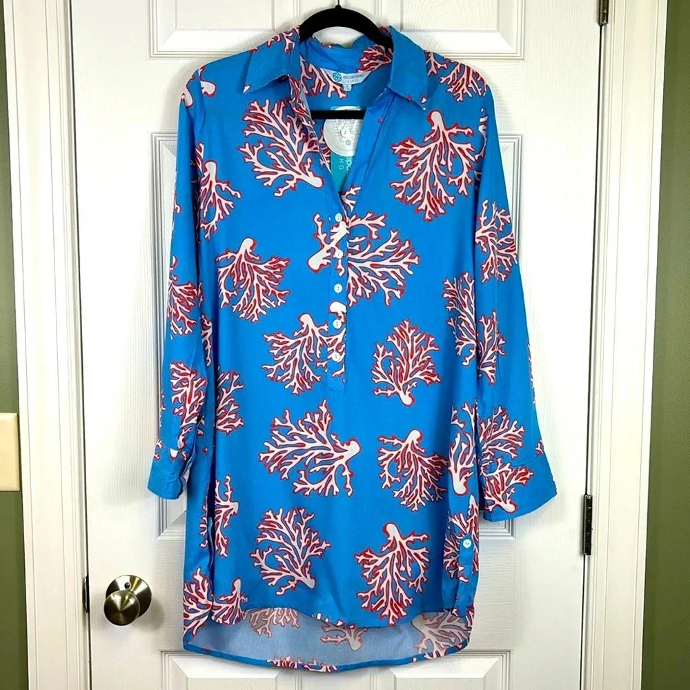 NWT Escapada coral white barrier reef august cover up sz sm